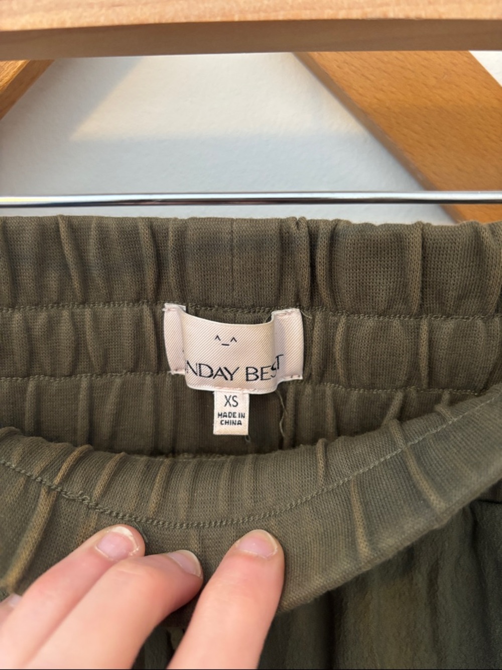 Olive Drawstring Trouser Pants - Picture 2 of 5